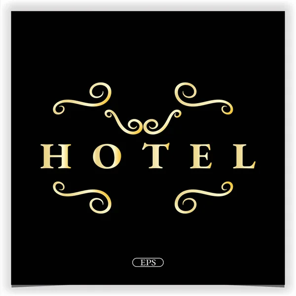 Logotipo Hotel Ouro Simples Premium Modelo Elegante Vetor Eps — Vetor de Stock
