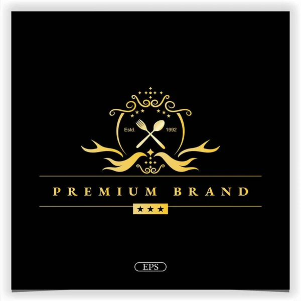 Золотий Ресторан Логотип Преміум Елегантний Шаблон Вектор Eps — стоковий вектор