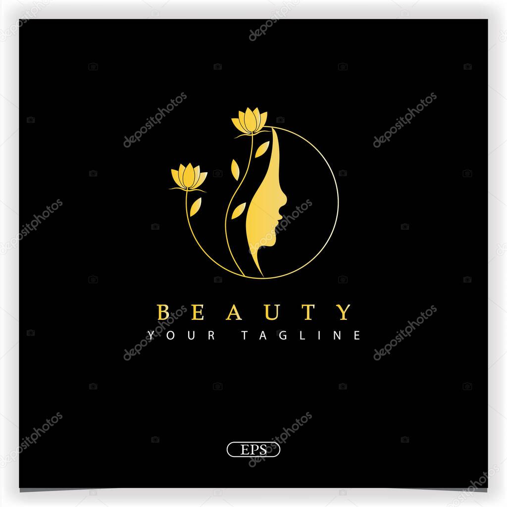 Luxury gold woman with beauty gradient concept logo premium elegant template vector eps 10