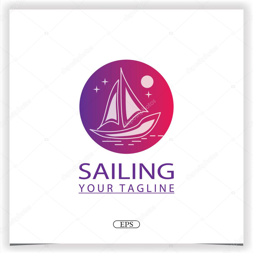 Simple Sailboat dhow boat ship on Sea Ocean  logo premium elegant template vector eps 10