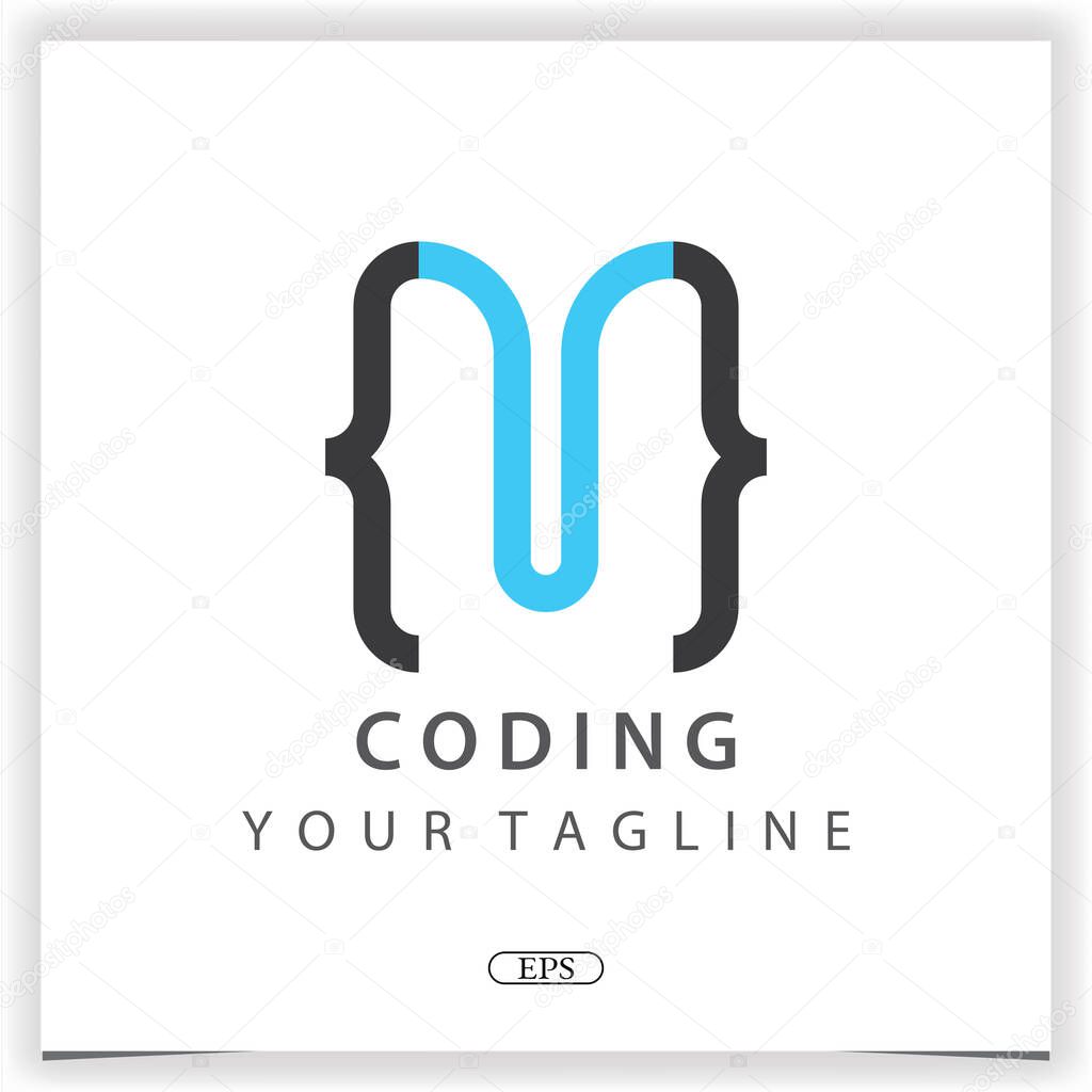 Letter m coding or programmer logo premium elegant template vector eps 10