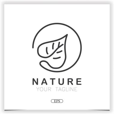 circle leaf outline logo premium elegant template vector eps 10