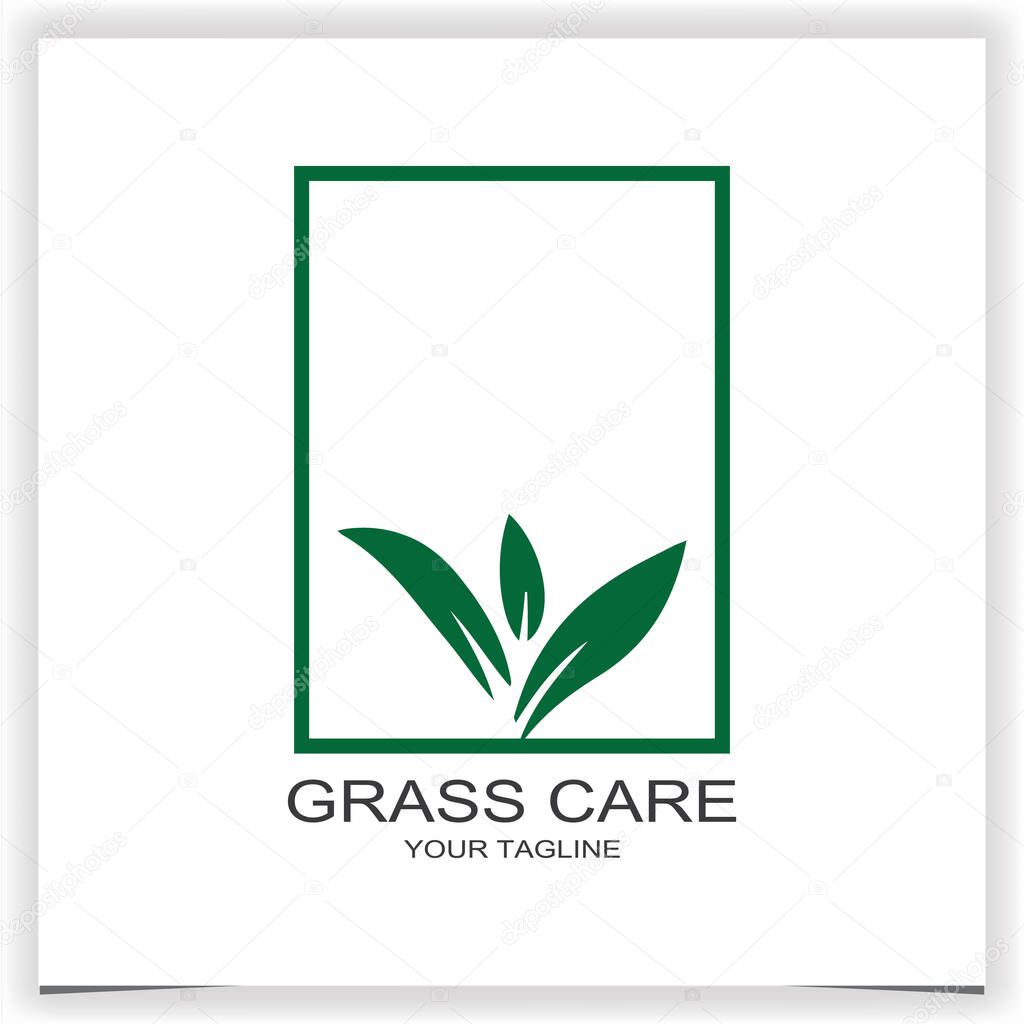 Grass care logo premium elegant template vector eps 10