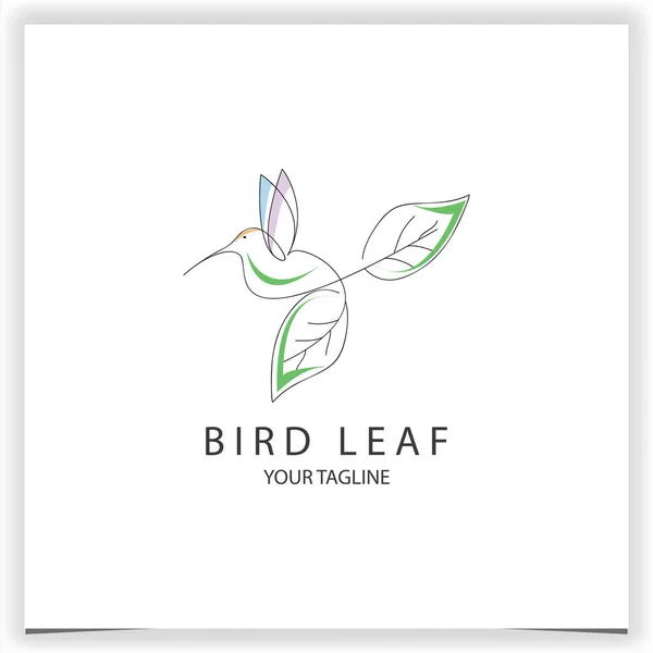 Minimalista Pájaro Naturaleza Hoja Logo Concepto Con Líneas Limpias Elegantes — Archivo Imágenes Vectoriales