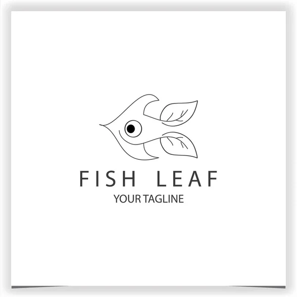 天然魚と葉のロゴプレミアムエレガントなテンプレートベクトルEps — ストックベクタ