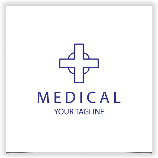 Blaue Umrisse Gesundheit Cross Logo Premium Elegante Vorlage Vektor Eps — Stockvektor