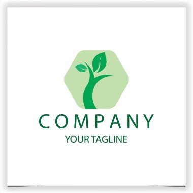 yeşil altıgen ağaç logosu birinci sınıf şablon vektörü 10 birim