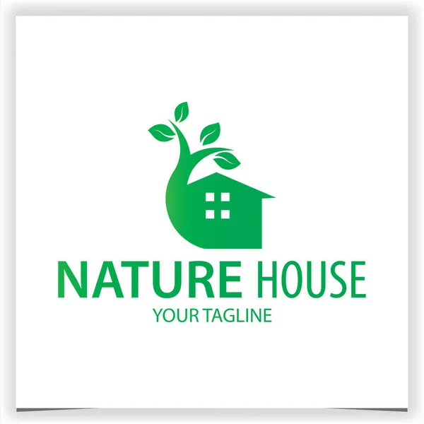 Φυσικό Πράσινο Σπίτι Δέντρο Λογότυπο Πριμοδότηση Κομψό Πρότυπο Διάνυσμα Eps — Διανυσματικό Αρχείο