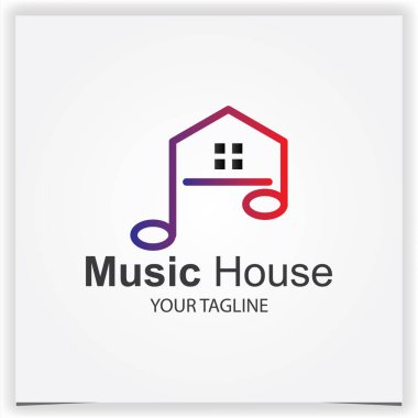 Yaratıcı element evi konsepti premium vektörlü vektör müzik logosu tasarımı