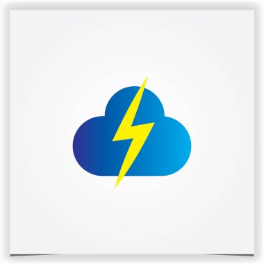 Bulut ve şimşek gök gürültüsü elektrik logosu prim zarif şablon vektörü 10