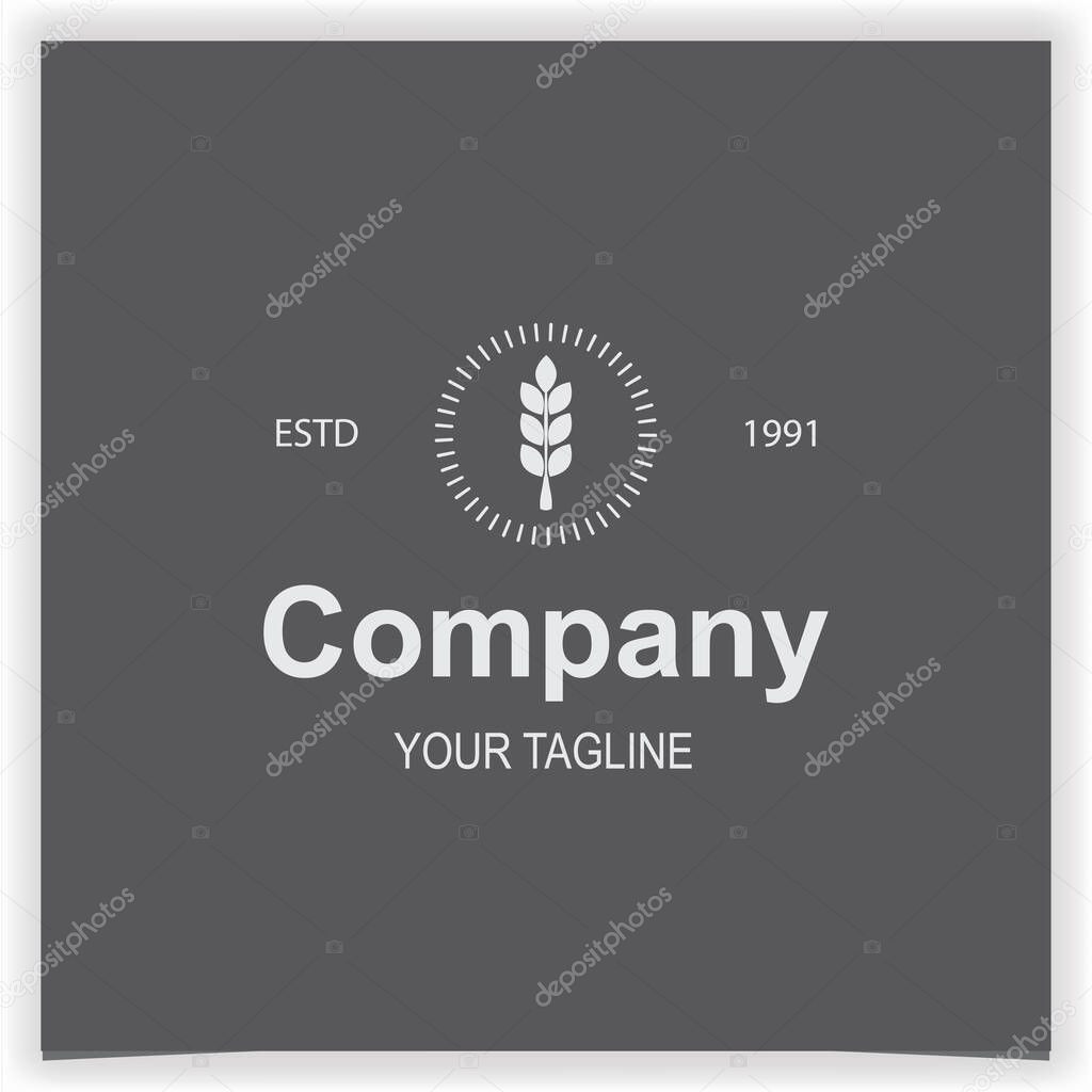 Agriculture grain wheat logo design template premium elegant template vector eps 10