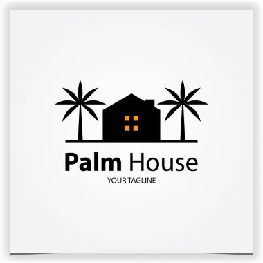 Palmiye evi logosu silueti birinci sınıf şablon vektörü 10 birim