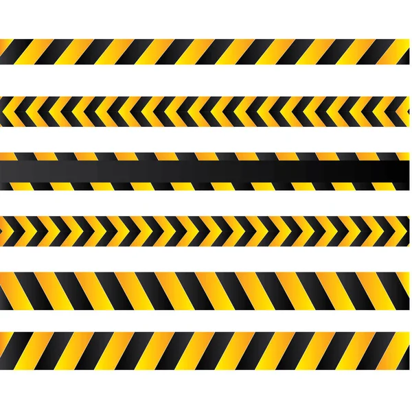 白の背景に警告テープ黒と黄色のラインストライプ注意と危険テープイラストプレミアムデザインベクトルEps10 — ストックベクタ