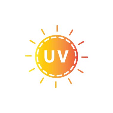 Beyaz arkaplan illüstrasyon premium dizayn vektörü eps10 üzerinde vektör uv koruma simgesi güneş ultraviyole uv logosu
