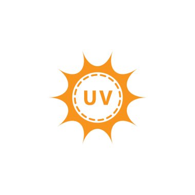 Beyaz arkaplan illüstrasyon premium dizayn vektörü eps10 üzerinde vektör uv koruma simgesi güneş ultraviyole uv logosu