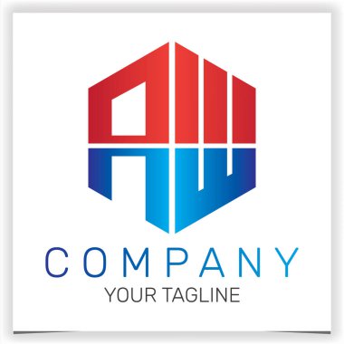 AW ilk altıgen logo premium zarif şablon vektörü 10