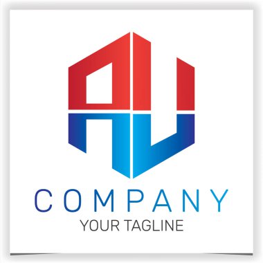 AU ilk altıgen logo premium zarif şablon vektörü 10