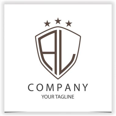 Kalkan şekilli AL logo monogramı ana tasarım şablonu premium zarif şablon vektörü 10 'da izole siyah renkler