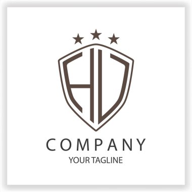 HV HU Logo monogramı, ana tasarım şablonu premium zarif şablon vektörü 10 üzerinde izole edilmiş siyah renkler