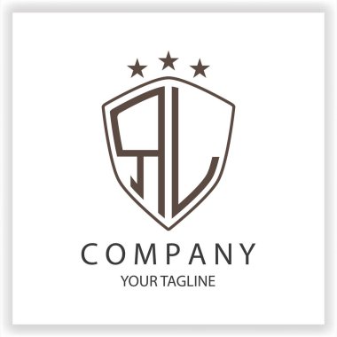 Kalkan şekilli RL Logo monogramı ana hatlı tasarım şablonu premium zarif şablon vektörü 10