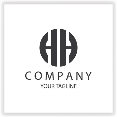 HH Logo monogramı basit ve modern daire siyah renk tasarımı şablonu premium zarif vektör 10