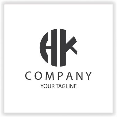HK Logo monogramı basit ve modern daire siyah renk tasarımı şablonu premium zarif vektör 10