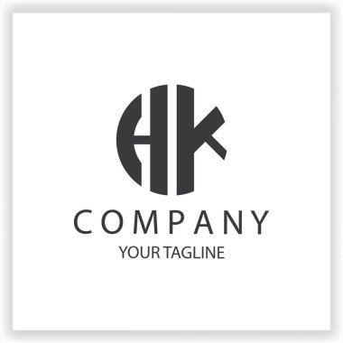 HK Logo monogram simple and modern circle black colour design template premium elegant vector eps 10 clipart