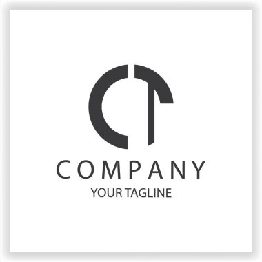 IT Logosu monogramı basit ve modern daire siyah renk tasarımı şablonu premium zarif vektör 10