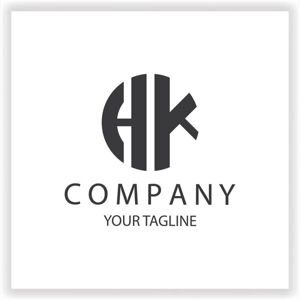 HK Logo monogram simple and modern circle black colour design template premium elegant vector eps 10