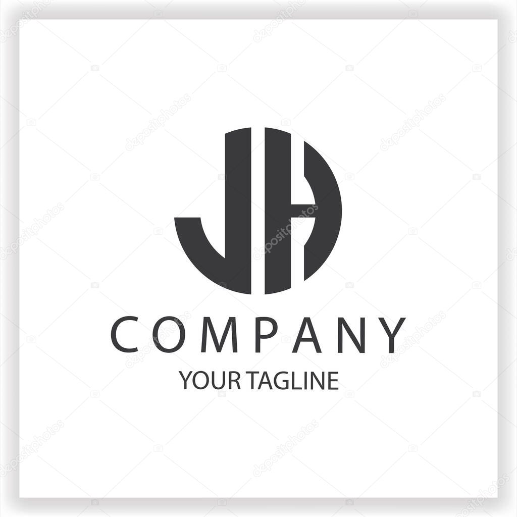 JH Logo monogram simple and modern circle black colour design template premium elegant vector eps 10