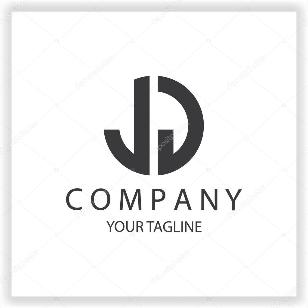 JJ Logo monogram simple and modern circle black colour design template premium elegant vector eps 10