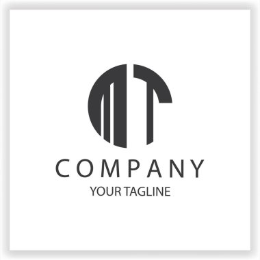 MT Logo monogramı basit ve modern daire siyah renk tasarımı şablonu premium zarif vektör 10