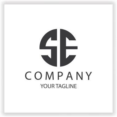 SE Logo monogramı basit ve modern daire siyah renk tasarımı şablonu premium zarif vektör 10