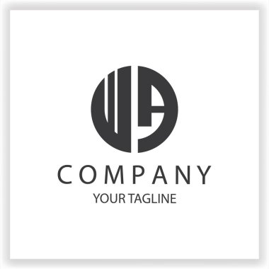 WA Logo monogramı basit ve modern daire siyah renk tasarımı şablonu premium zarif vektör 10