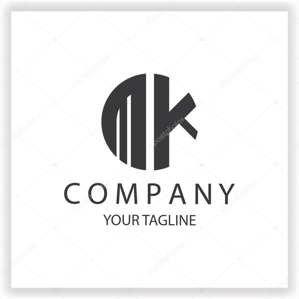 MK Logo monogram simple and modern circle black colour design template premium elegant vector eps 10
