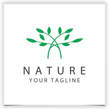 Soyut harf bir doğa yaprağı ağaç büyüme logosu tasarım vektörü şablonu