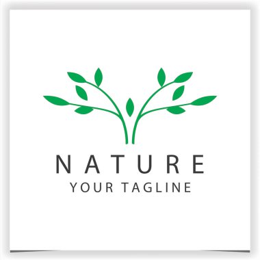 Soyut doğa yaprağı ağaç büyümesi logo tasarım vektör şablonu 