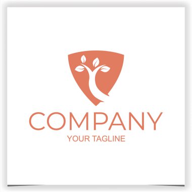 vektör kalkanı ve ağaç logo tasarım şablonu