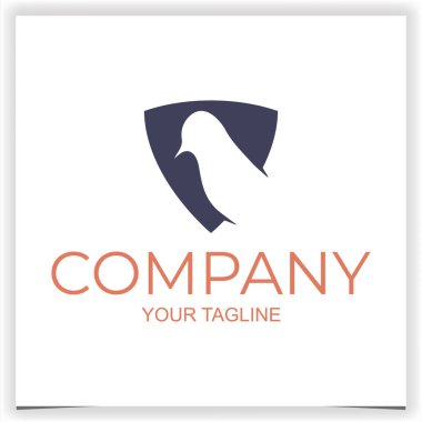 vektör kalkanı ve kuş logosu tasarım şablonu