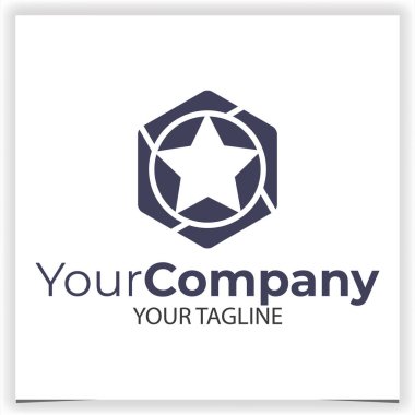 Altıgen dizayn şablonunda vektör yıldız logosu