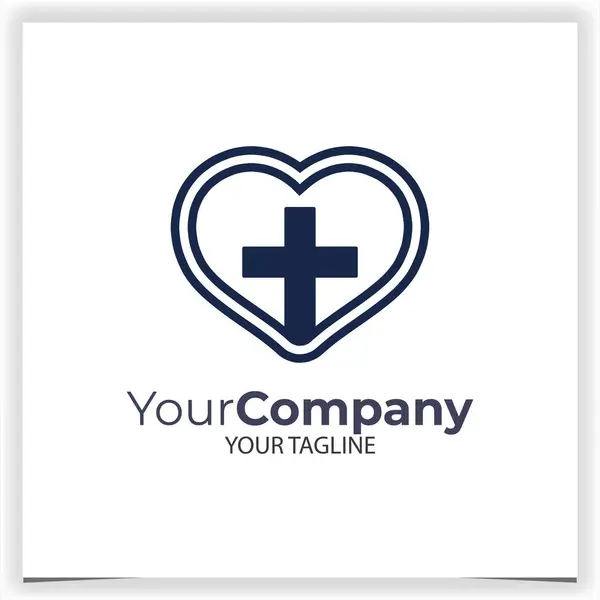 Διανυσματικός Σταυρός Στο Πρότυπο Σχεδιασμού Λογότυπου Καρδιάς — Διανυσματικό Αρχείο
