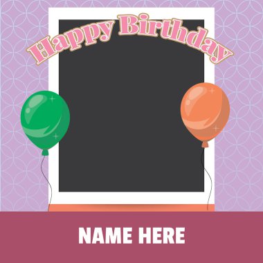 pink and ballon photo collage birthday vector template