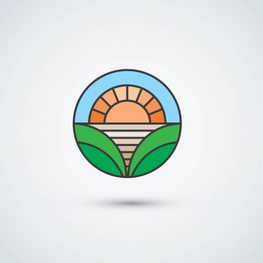 Çiftlik evi logosu ve tarım logosu tasarım şablonu