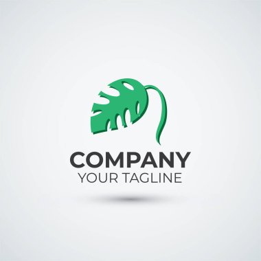 Monstera yaprağı logo ikonu tasarımı