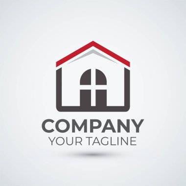 Düz ev ve emlak logosu tasarım şablonu