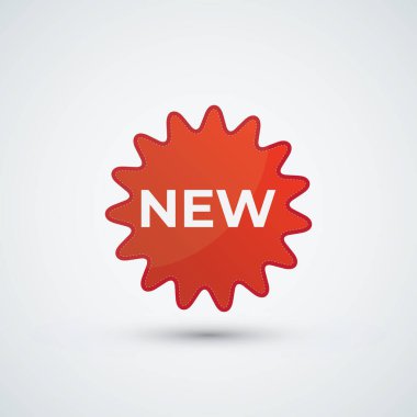 Düz tasarım şablonunda yuvarlak etiket üzerinde yeni metin