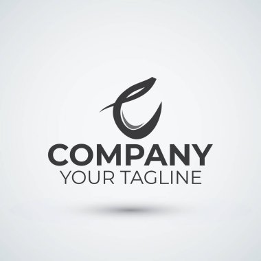 C harfi logo simgesi düz tasarım şablonu