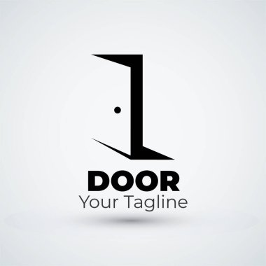 Açık kapı logo tasarımı düz simge şablonu