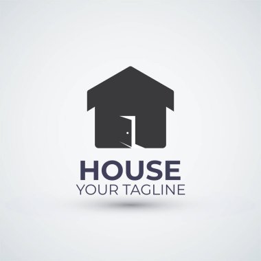 Kapı logosu düz çizim vektör şablonu