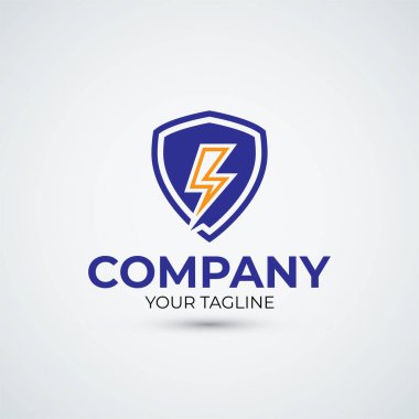 Modern monogram elektrikli kalkan logo vektör tasarımı ve illüstrasyonu